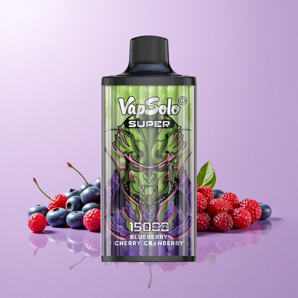 Vapsolo Super 15000 Hisap E-Cair 40ml Bluberry Ceri Kranberi 850mAh Type-C