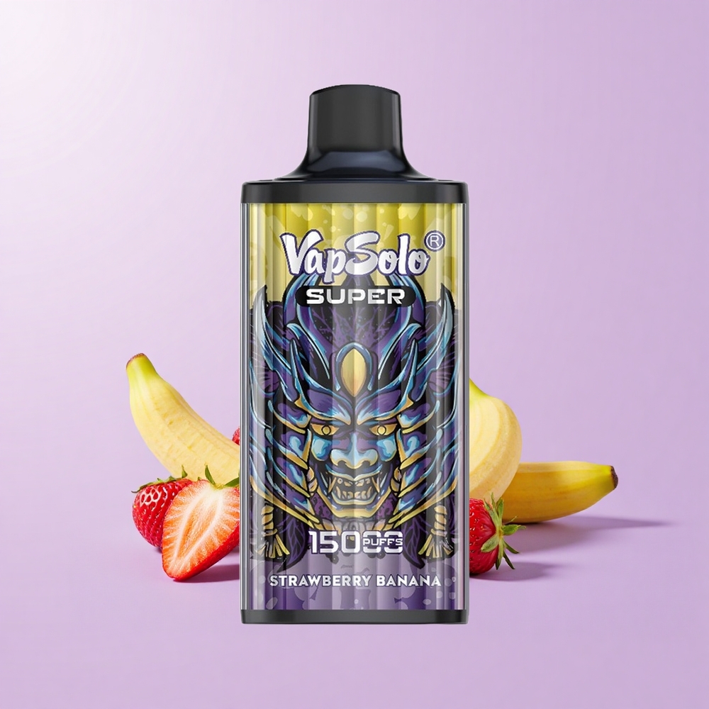 Vapsolo Super 15000 Hisap Vape Boleh Pakai Strawberry Pisang 40ml 850mah Mesh Coil Type-C