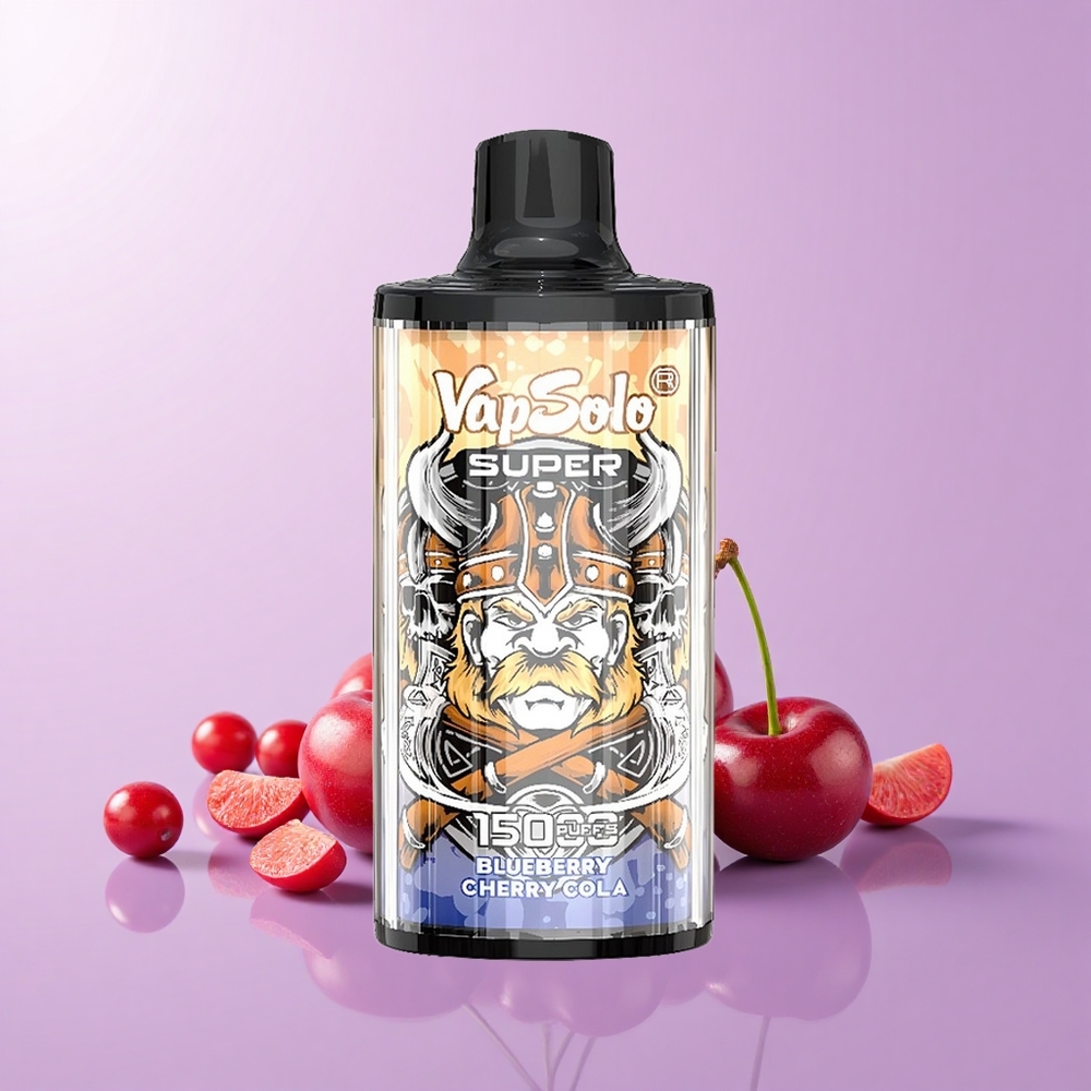 Vapsolo Super 15000 Puff 40ml E-Cecair Kekuatan Nikotin 20 mg/ml, 50 mg/ml 850mah Ceri Cola