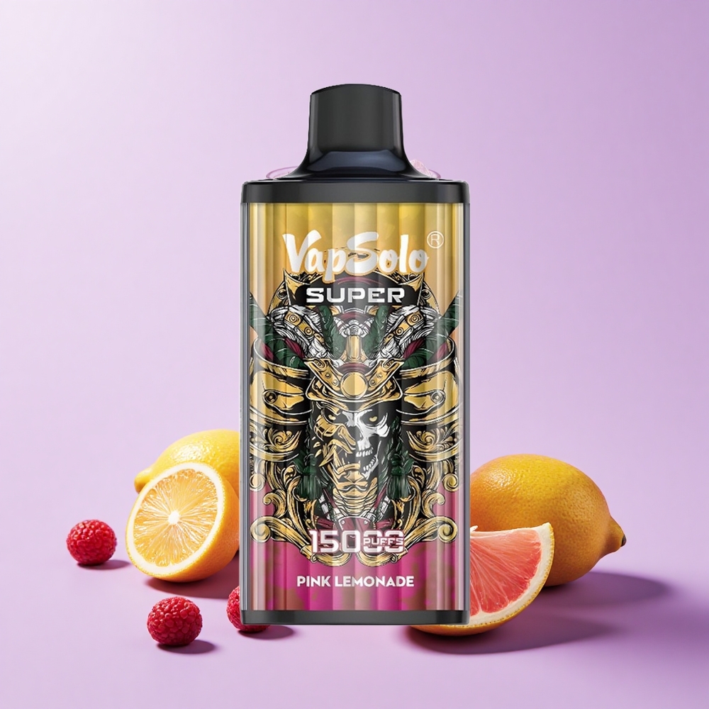Vapsolo Super 15000 Puff Vape Sekali Pakai Super Pink Lemonade 40ml E-Cecair 20mg/ml/50mg/ml 850mAh Type-C