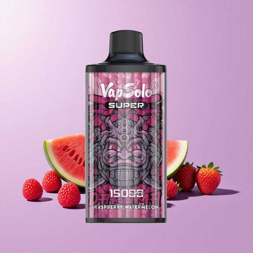 Vapsolo Super 15000 Puffs Vape Sekali Pakai Raspberi Tembikai 40ml 850mAh Type-C 20mg/ml 50mg/ml Mesh Coil