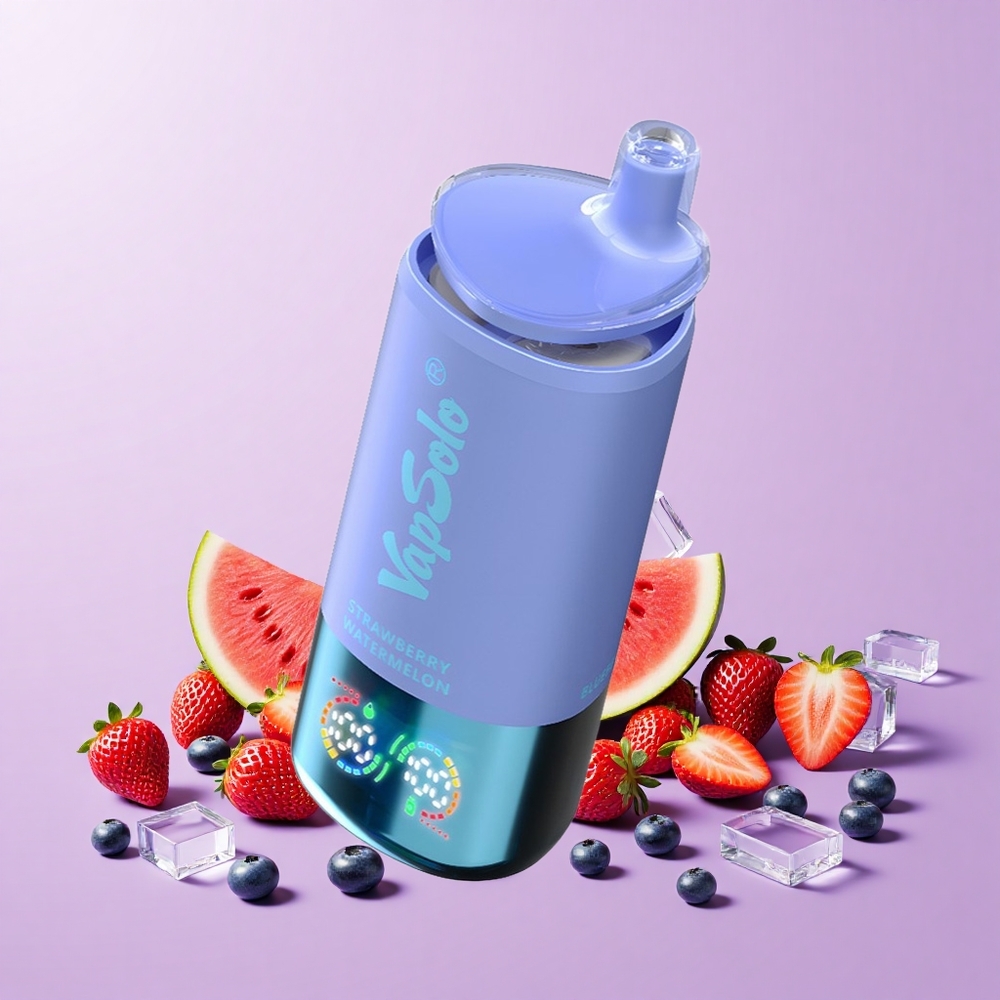 VapSolo Triple 30000 Puff 40ml 3 Tangki Jenis-C Strawberi Tembikai & Bluberi Ais