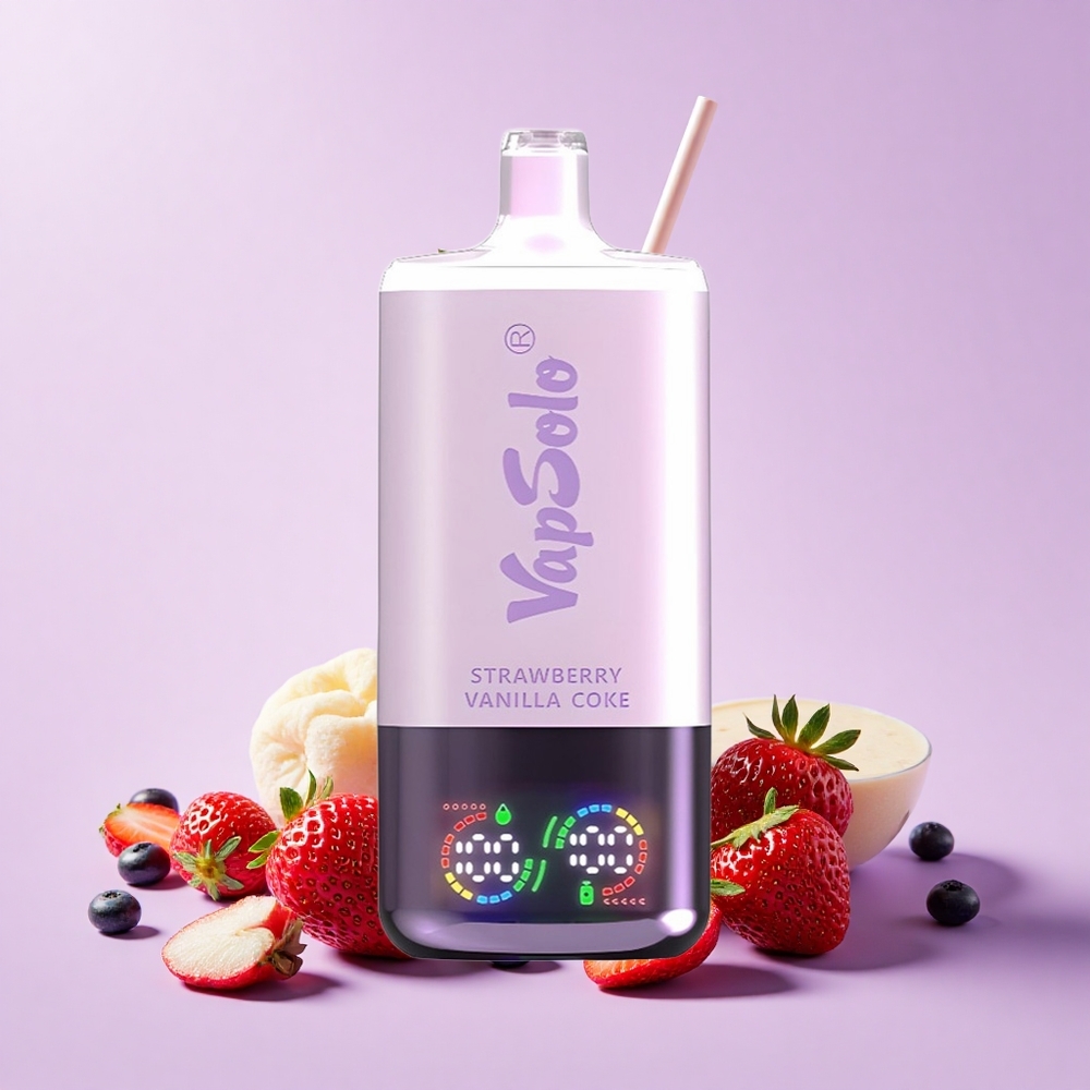 Vapsolo Triple 30000 Puff 40ml 3 Tangki E-Cecair Strawberry Vanilla Coke 20mg/ml 50mg/ml USB-C