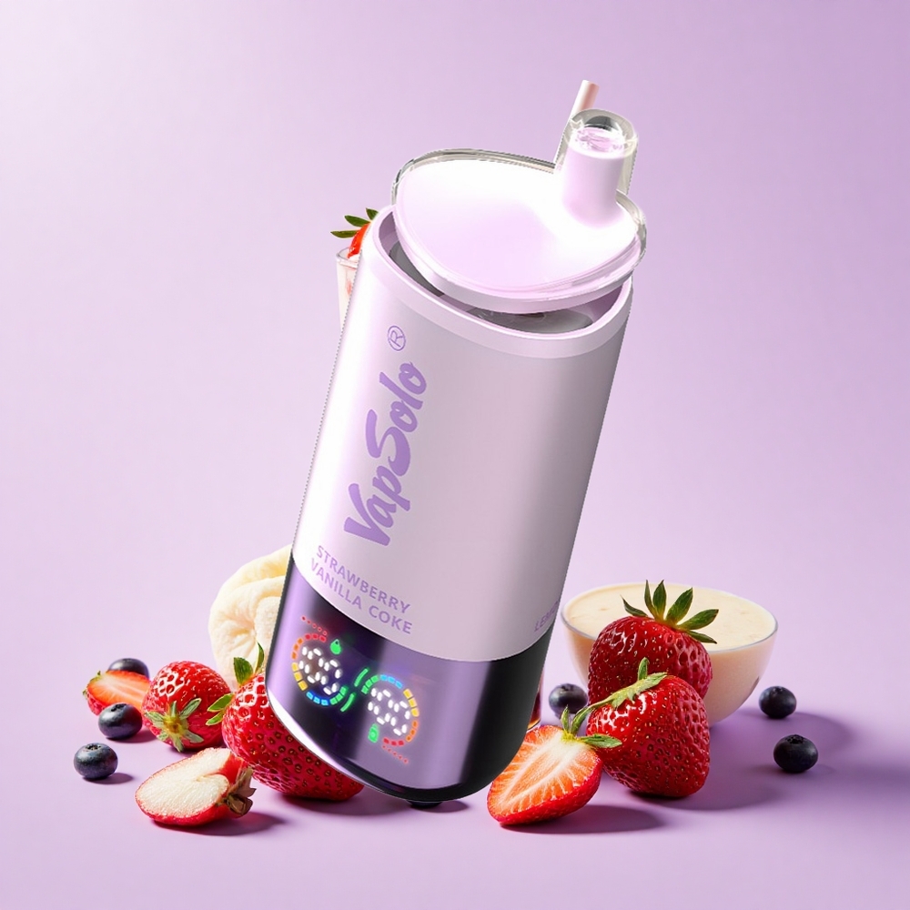 Vapsolo Triple 30000 Puff 40ml 3 Tangki E-Cecair Strawberry Vanilla Coke 20mg/ml 50mg/ml USB-C