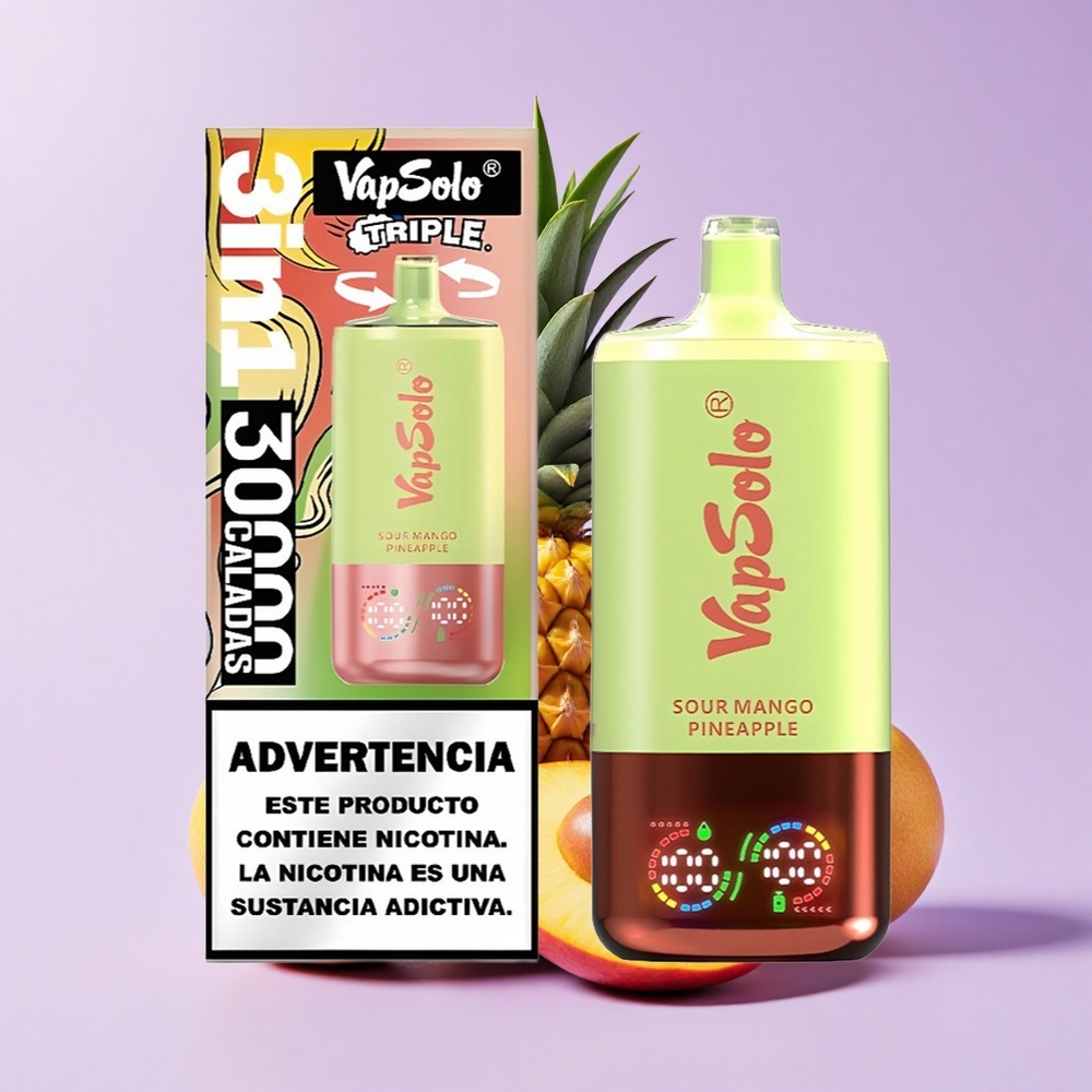 Vapsolo Triple 30000 Puff Vape Sekali Pakai Mangga Masam Nenas