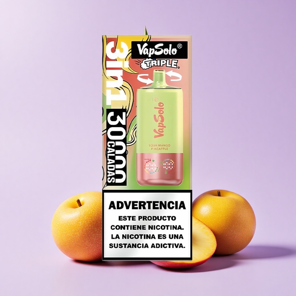 Vapsolo Triple 30000 Puff Vape Sekali Pakai Mangga Masam Nenas