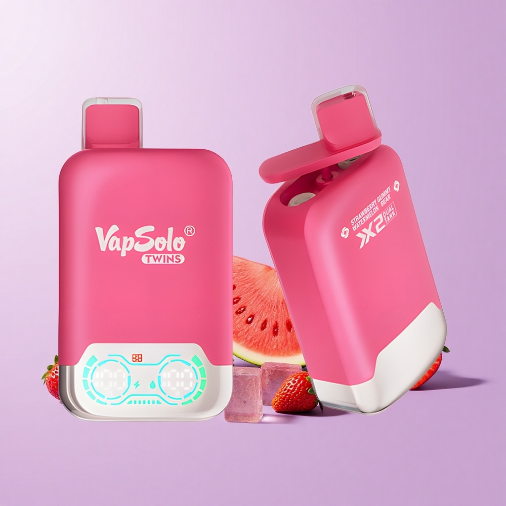 Vapsolo Twins 20000 Puff E-Cecair 40 ml 20mg/ml 50mg/ml Tank 2 Port Type-C Strawberi Tembikai & Gula-Gula Beruang