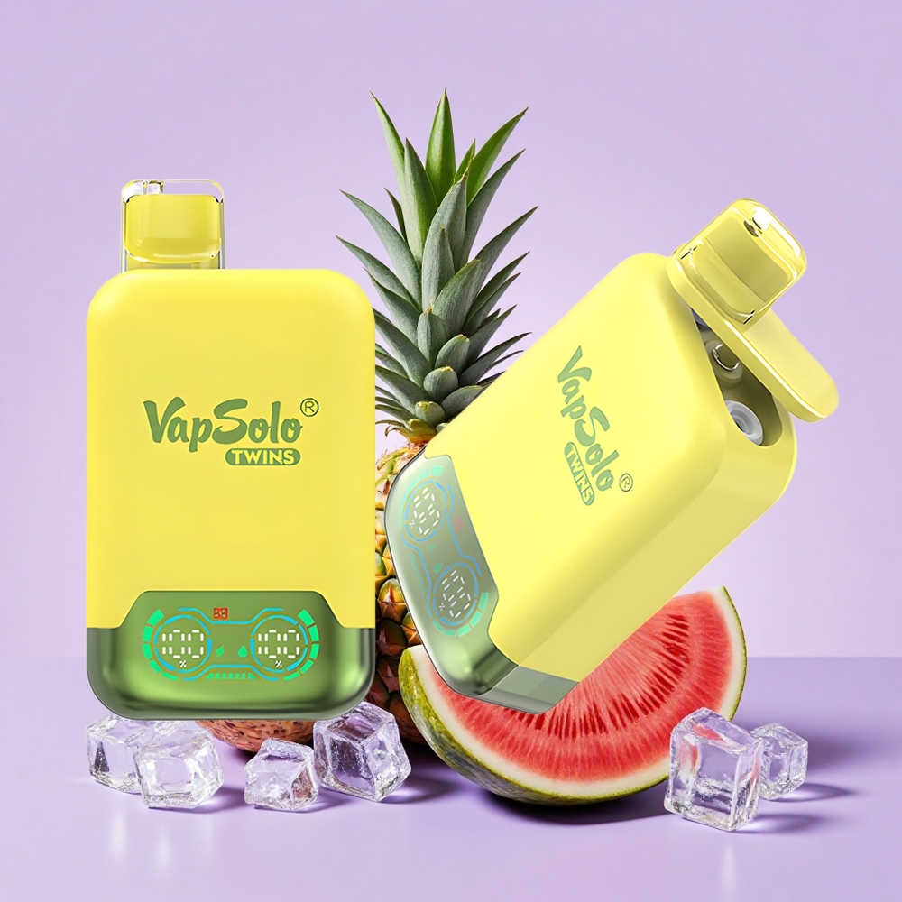 Vapsolo Twins 20000 Puff Vape Boleh Pakai Nanas Kelapa & Tembikai Ais 40ml 20mg/ml 50mg/ml 2 Tangki Type-C