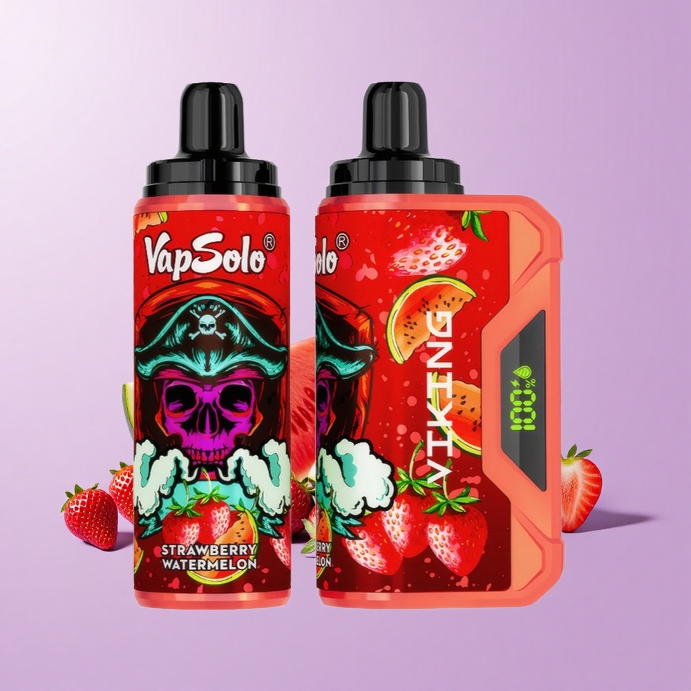 VapSolo VIKING 12000 Puff Vape Sekali Pakai Strawberi Tembikai 22ml 20/50mg/ml Type-C LED