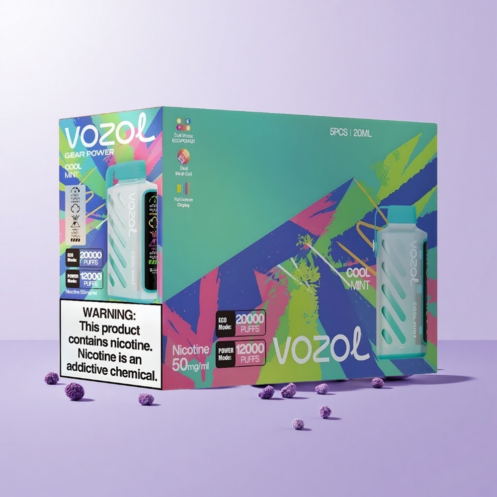 VOZOL Gear Power 20000 Hisap Vape Pudina Sejuk Teknologi S.i.L.C. Skrin Penuh 20mL 5%(50mg)