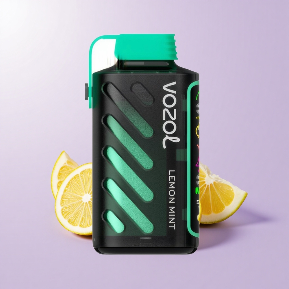 VOZOL Gear Power 20000 Puff Perisa Lemon Pudina dengan Teknologi S.i.L.C., Mod ECO 20000 Puff, Mod POWER 12000 Puff, Dual Mesh Coil, Skrin Penuh, 20mL, 5%(50mg)