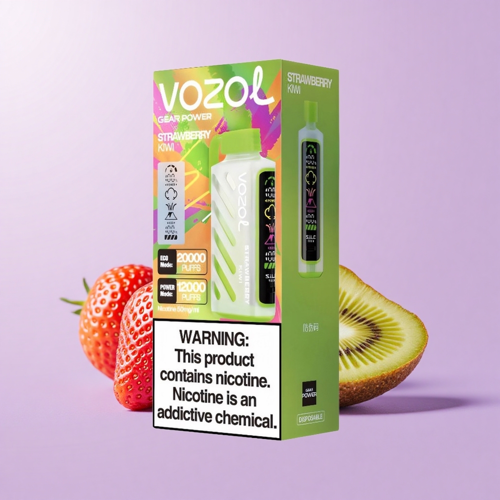 VOZOL Gear Power 20000 Puff Strawberi Kiwi 20mL 5%(50mg) Dual Mesh Coil Full Screen Display S.i.L.C. Tech