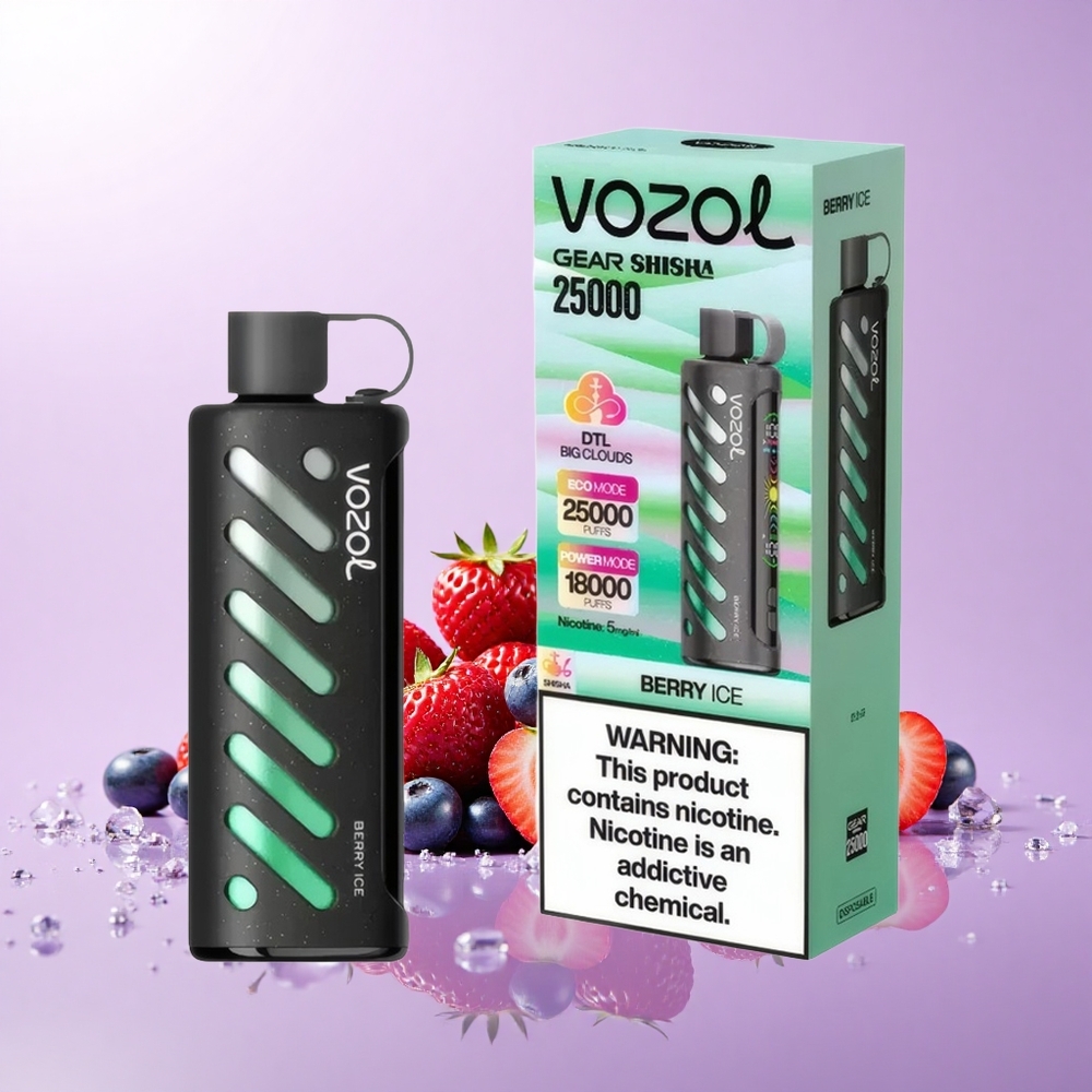 VOZOL Gear Shisha 25000 Hisap Ais Beri 30 Perisa Lembut Chip S.i.L.C Tech Mod Dual Mesh Bateri 1000mAh Nikotin 5mg/ml