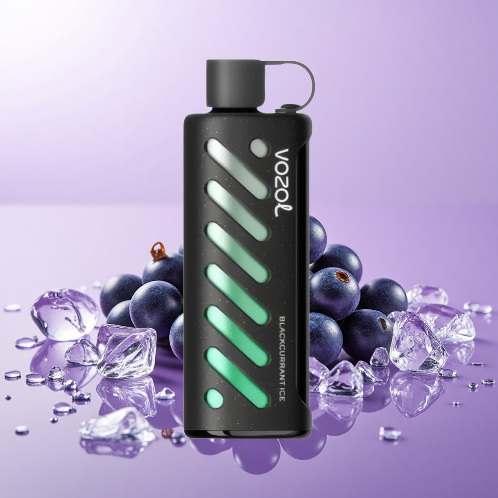 VOZOL Gear Shisha 25000 Hisap Ais Kismis Hitam dengan 30 Rasa Lazat, Teknologi S.i.L.C, Dual Mesh Dual Modes, Bateri 1000mAh, Nikotin 5mg/ml