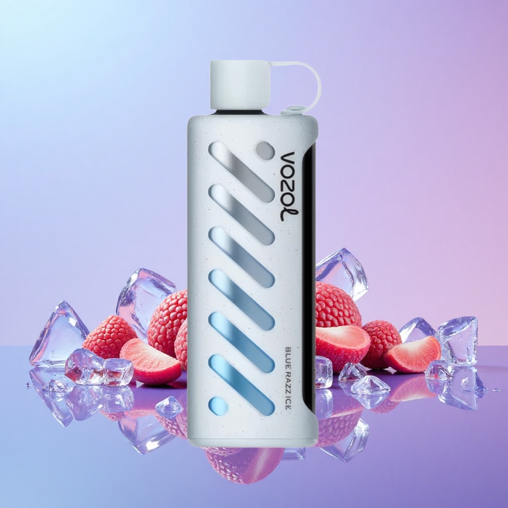 VOZOL Gear Shisha 25000 Hisap Blue Razz Ais 30 Rasa Lazat S.i.L.C Tech Dwi Mesh Dwi Mod 1000mAh 5mg/ml
