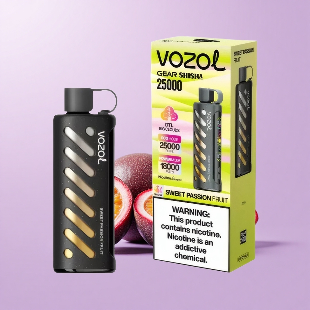 VOZOL Gear Shisha 25000 Hisap Buah Markisa Manis 30 Rasa enak S.i.L.C Tech Dwi Mesh Mod Dwi 1000mAh 5mg/ml