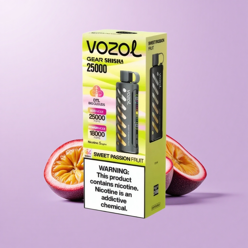 VOZOL Gear Shisha 25000 Hisap Buah Markisa Manis 30 Rasa enak S.i.L.C Tech Dwi Mesh Mod Dwi 1000mAh 5mg/ml