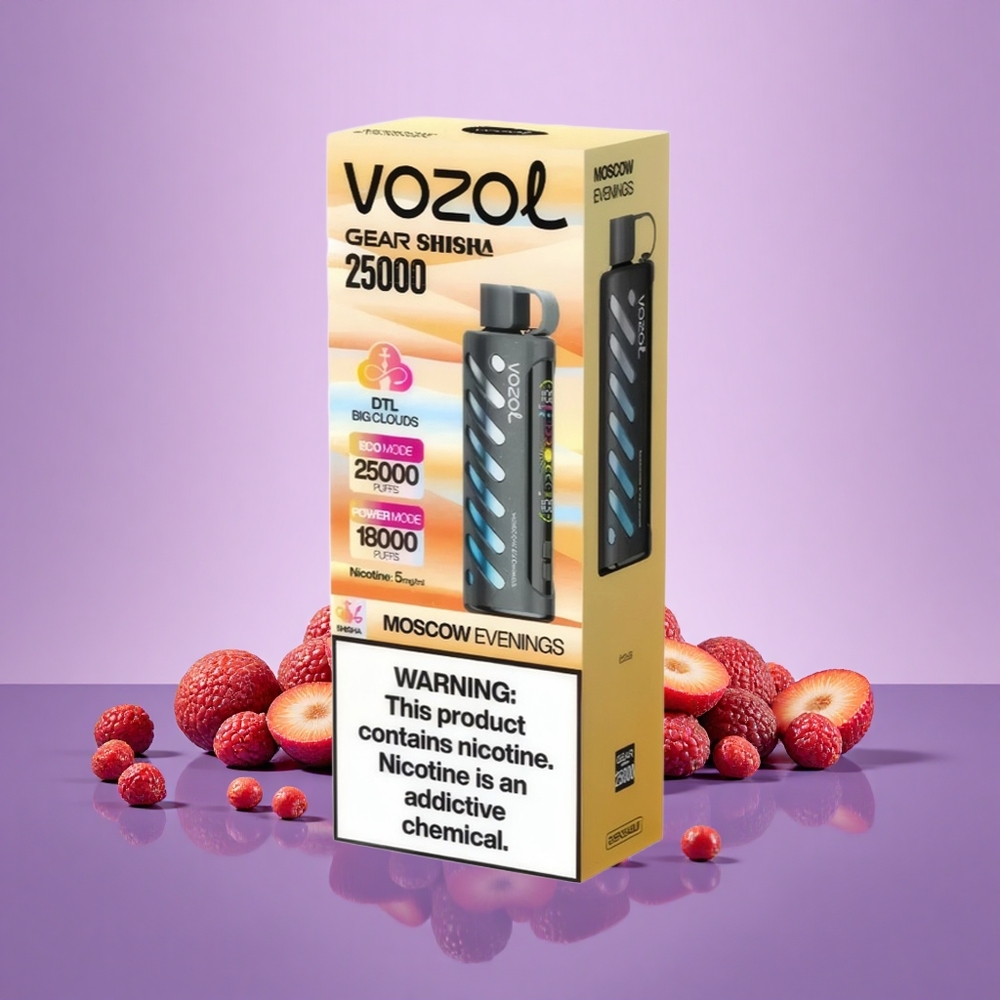 VOZOL Gear Shisha 25000 Hisap Perisa Malam Moscow 30 Rasa S.i.L.C Tech Dwi Mod 1000mAh 5mg/ml
