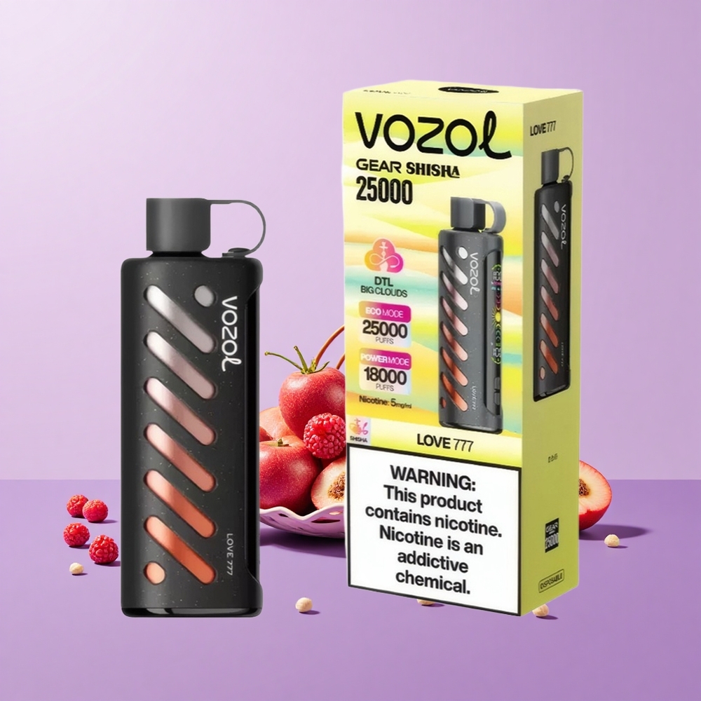 VOZOL Gear Shisha 25000 Hisap Rasa Cinta 777 30 Rasa Lazat S.i.L.C Tech Dwi Mesh Dwi Mod 1000mAh 5mg/ml