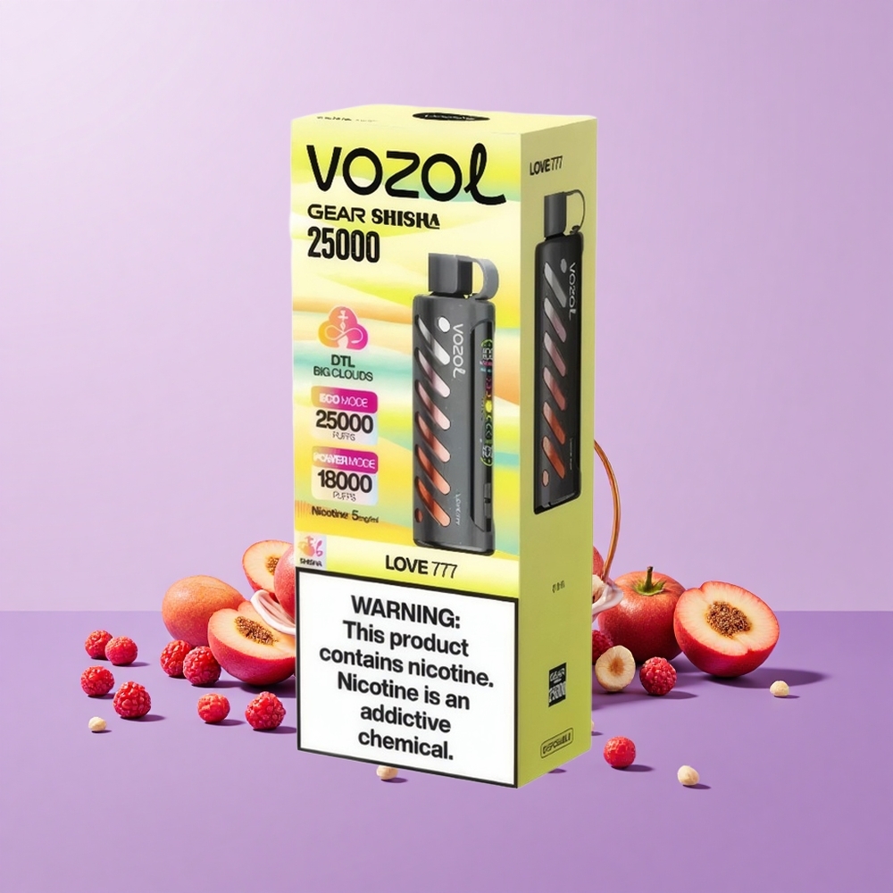 VOZOL Gear Shisha 25000 Hisap Rasa Cinta 777 30 Rasa Lazat S.i.L.C Tech Dwi Mesh Dwi Mod 1000mAh 5mg/ml