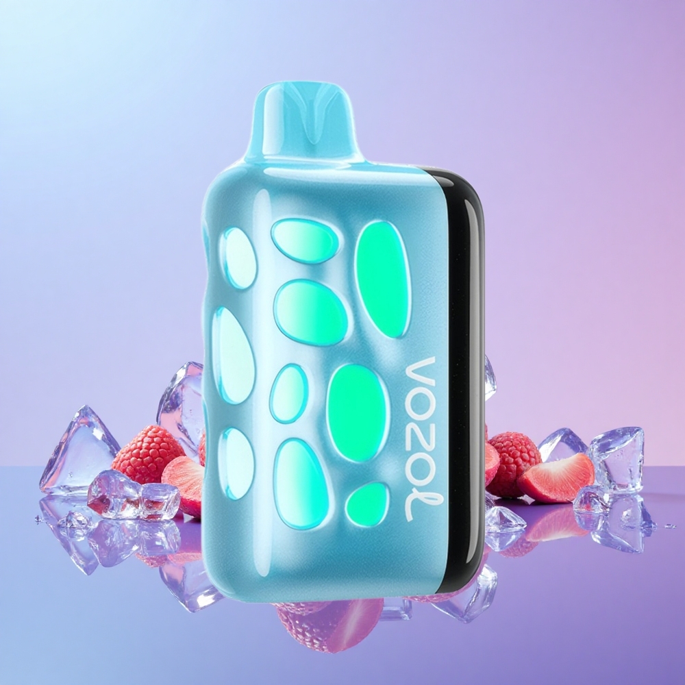 VOZOL RAVE 40000 Vape Pakai Buang Biru Razz Ais Reka Bentuk Bersinar 270 Darjah Mod Parti Selaras Rentak 20/50mg/ml Nikotin 1000mAh Kuasa Bateri