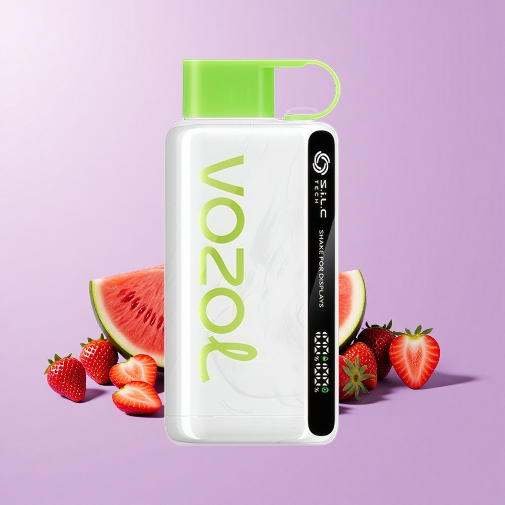 VOZOL STAR 9000/12000 Vape Pakai Buang Strawberry Tembikai dengan Getar untuk Paparan, Teknologi S.i.L.C, Perlindungan Mouthpiece
